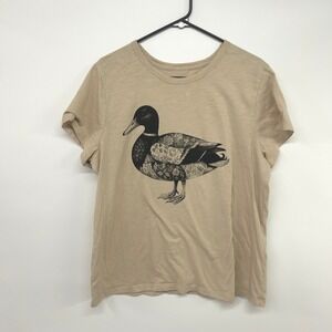 Duck Graphic Tee XXL Beige Floral Bird Cottagecore Nature Indie Boho Shirt